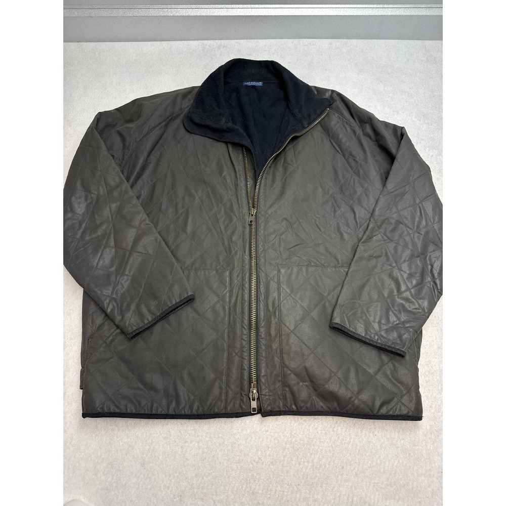 J. McLaughlin Jacket Mens Large Quilted Waxed Canvas Full Zip Fleece Lined